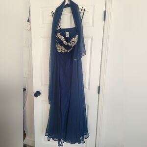 Black Label Navy Strapless Dress with Beaded Detail - Size 4 - Prom Dress